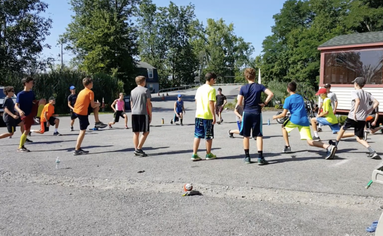 Kids warming up before practice